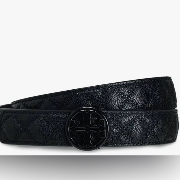 Tory Burch Women's Willa Skinny Quilted Leather Belt 1 inch - Picture 8 of 9
